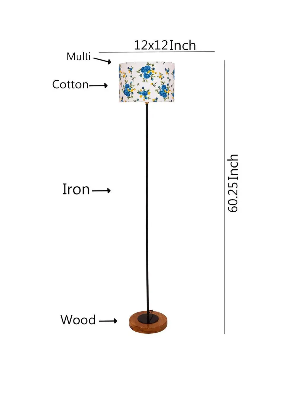 Premium Stick Floor Lamp with Wood Round Base & Designer Drum Shade