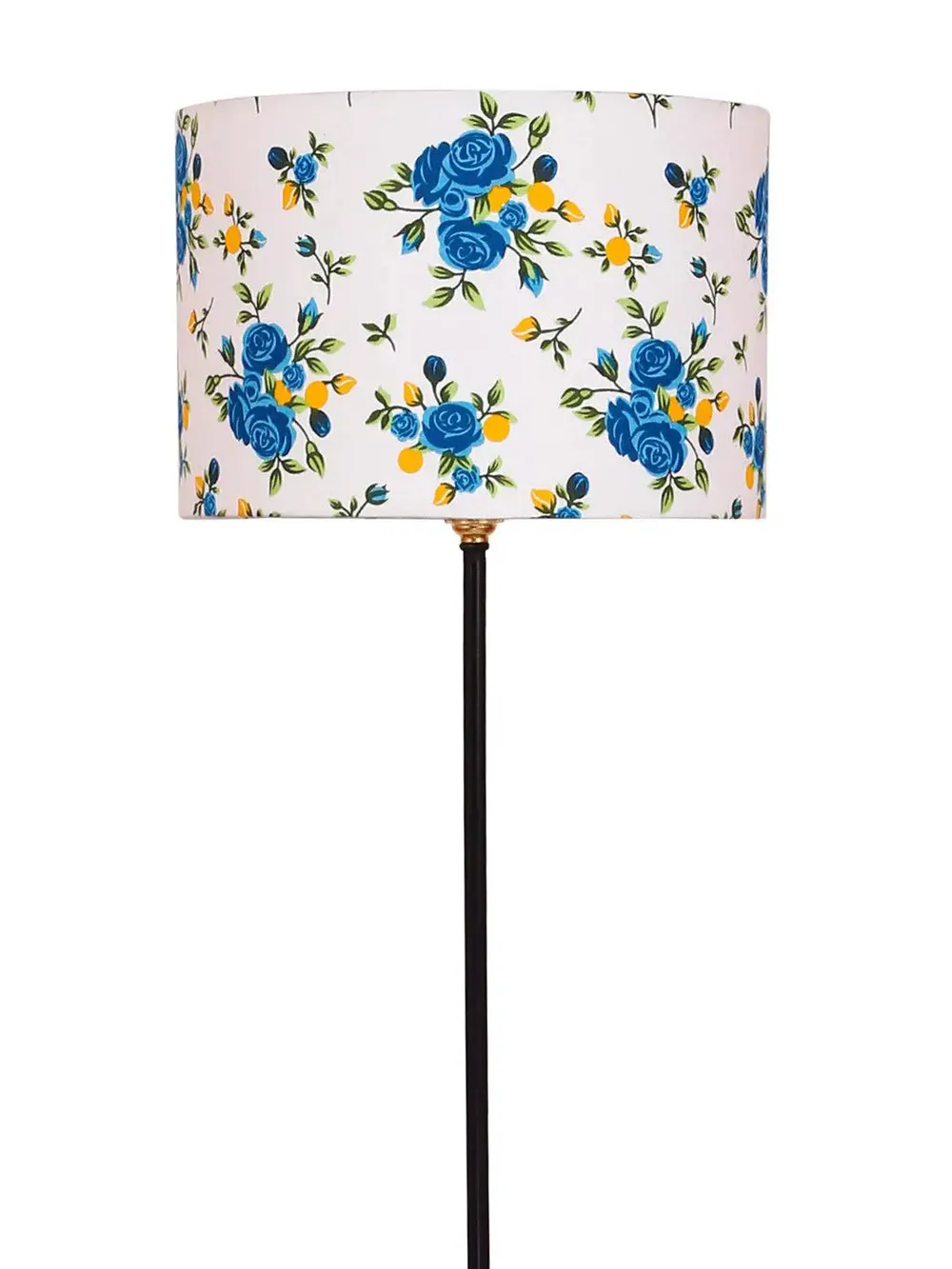 Premium Stick Floor Lamp with Wood Round Base & Designer Drum Shade