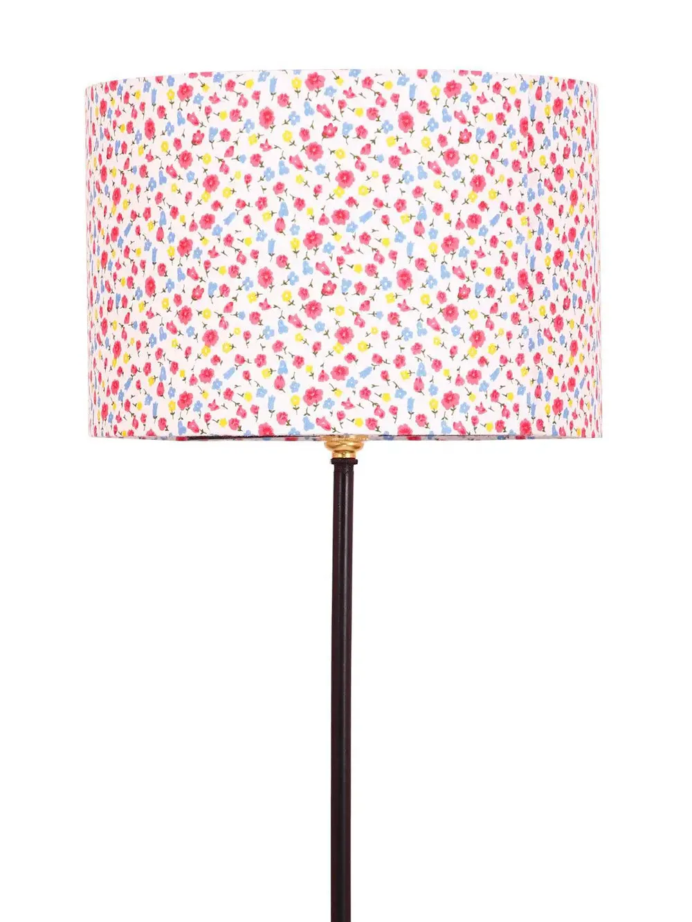 Premium Stick Floor Lamp with Wood Round Base & Multi-color Drum Shade