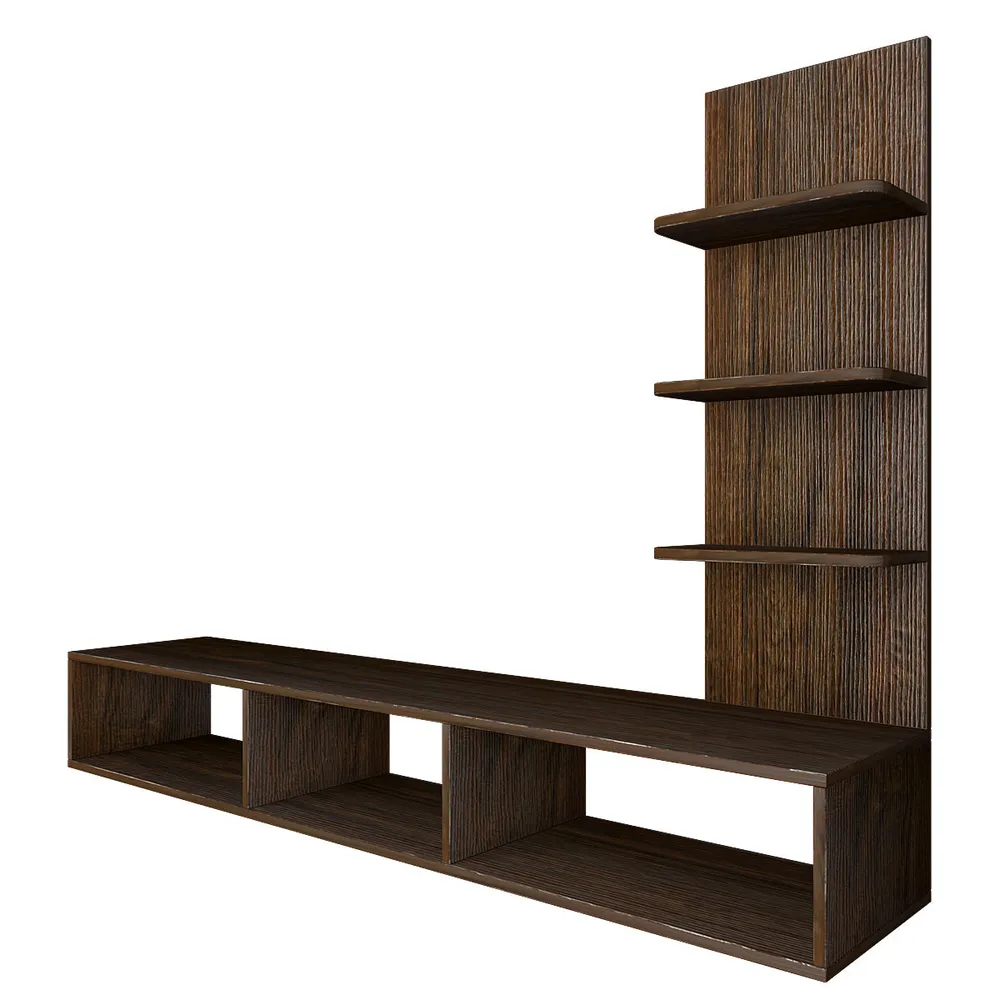 Premium Textured African Oak Walnut TV Unit