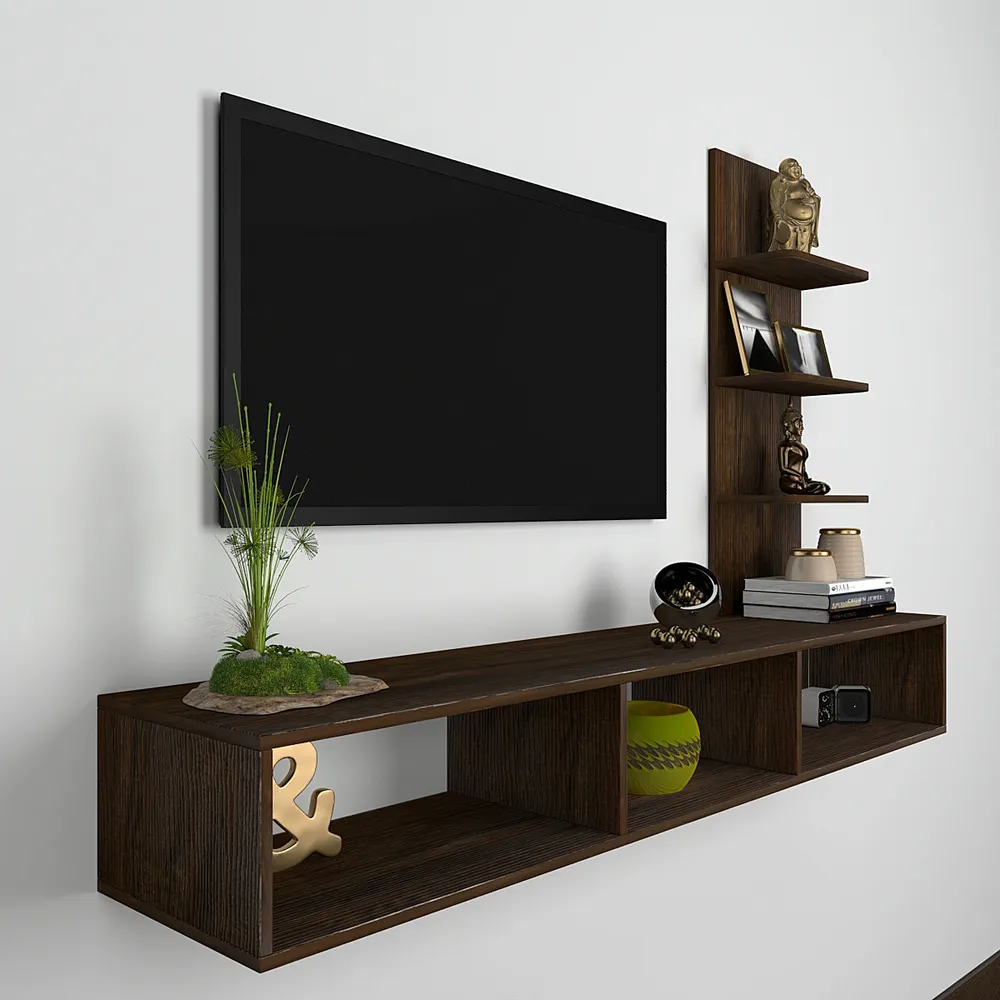 Premium Textured African Oak Walnut TV Unit