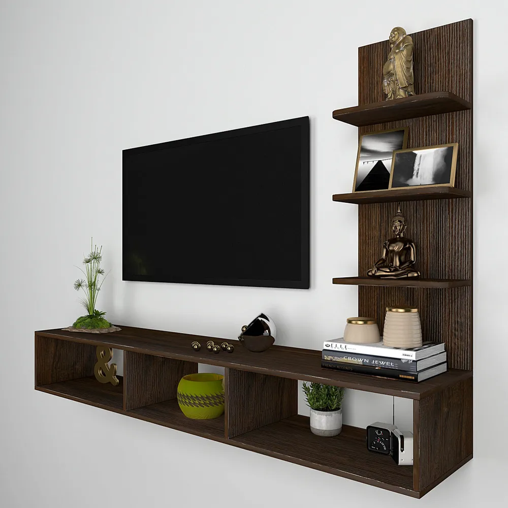 Premium Textured African Oak Walnut TV Unit