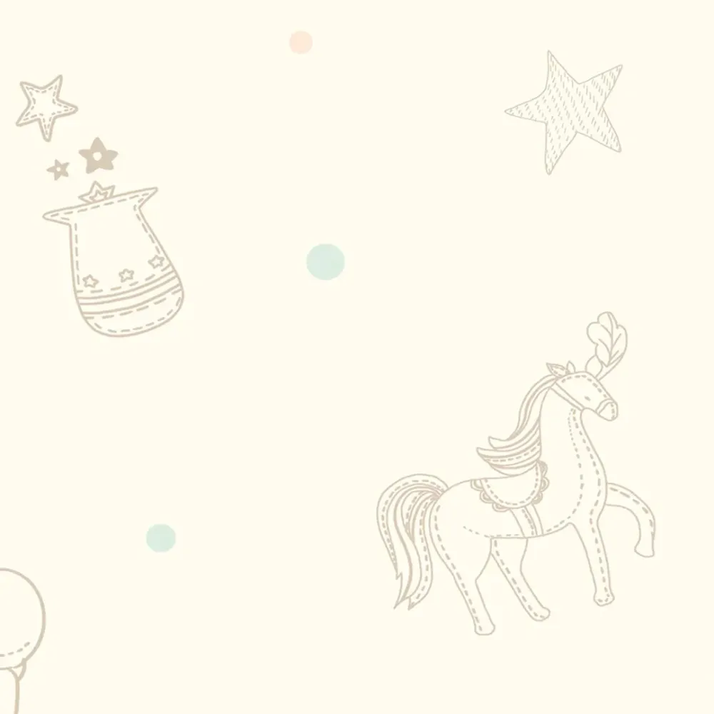 WallMantra Premium Unicorn Parade Wall Mural Beige