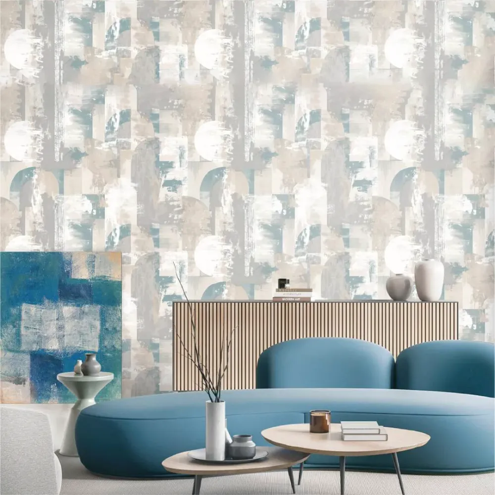 WallMantra Premium Urban Mirage Abstract Wallpaper Sky Blue