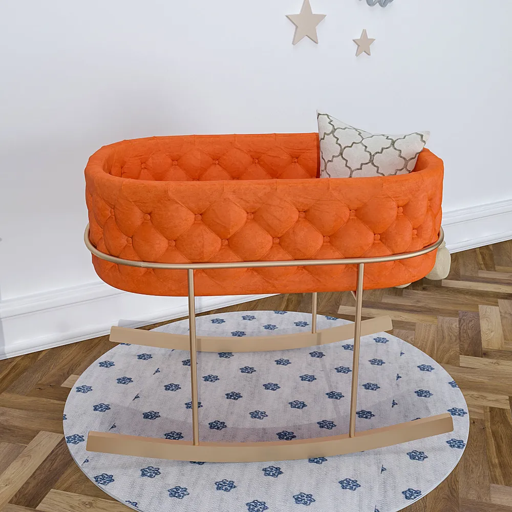 Premium Velvet Cushioned Swing Cradle with Iron Stand Light Pink