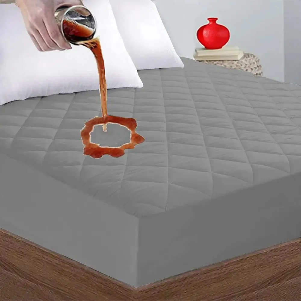 Premium Water Resistant Grey Quilted Mattress Cover - King Size