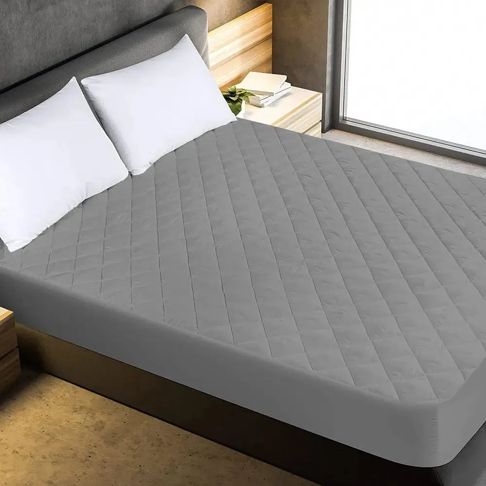 Premium Water Resistant Grey Quilted Mattress Cover - King Size