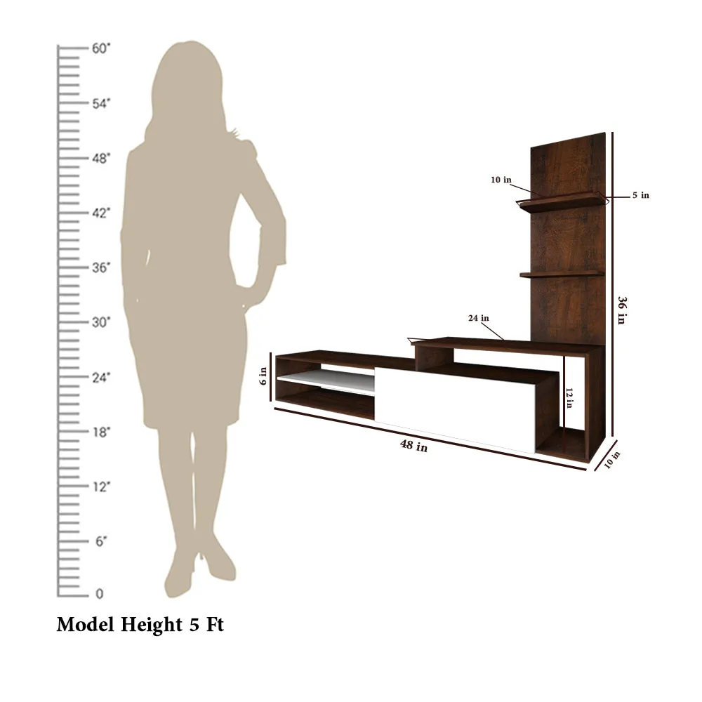 Premium White & Walnut Wooden Tv Unit