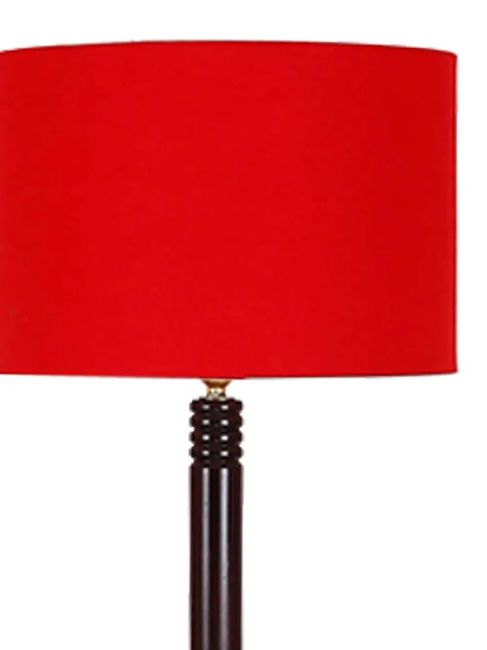 Premium Wood Brown Table Storage Floor Lamp With Cotton Shade Red
