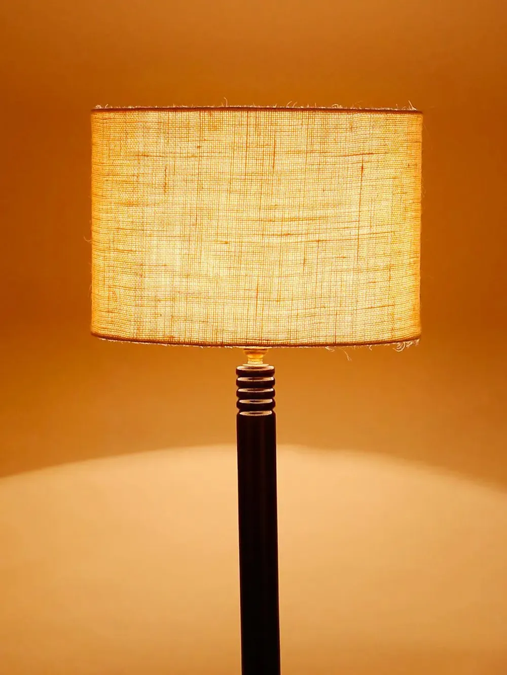 Premium Wood Brown Table Storage Floor Lamp With Jute Shade Maroon