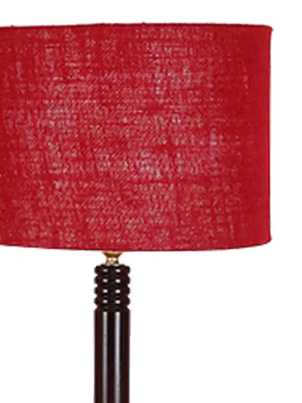Premium Wood Brown Table Storage Floor Lamp With Jute Shade Maroon