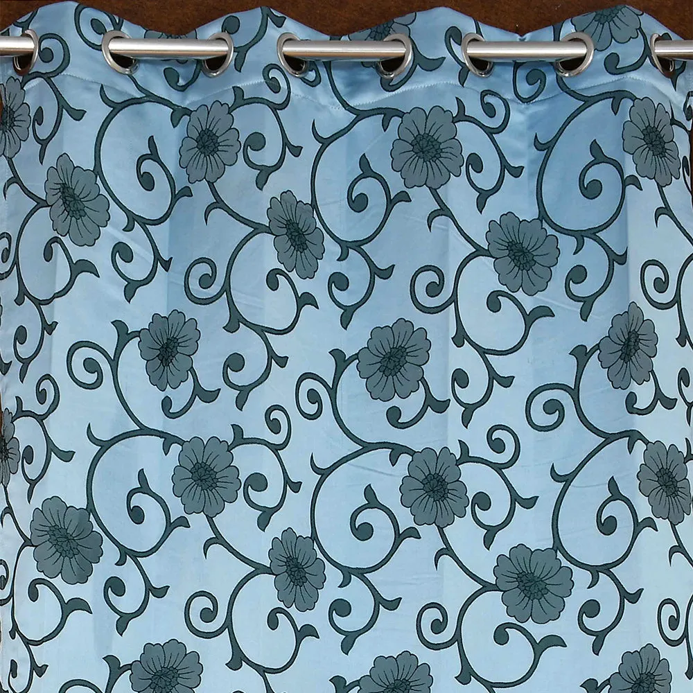Presto Blue colour Floral Set of 2 Window/Door/Long door WINDOW