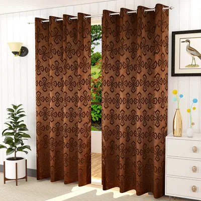 Presto Brown colour Abstract Set of 2 Window/Door/Long door