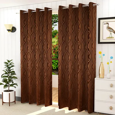 Presto Brown colour Abstract Set of 2 Window/Door/Long door