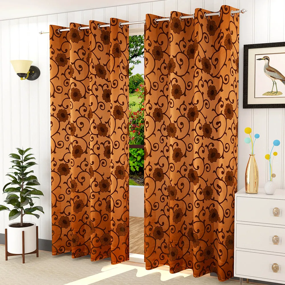 Presto Brown colour Floral Set of 2 Window/Door/Long door WINDOW