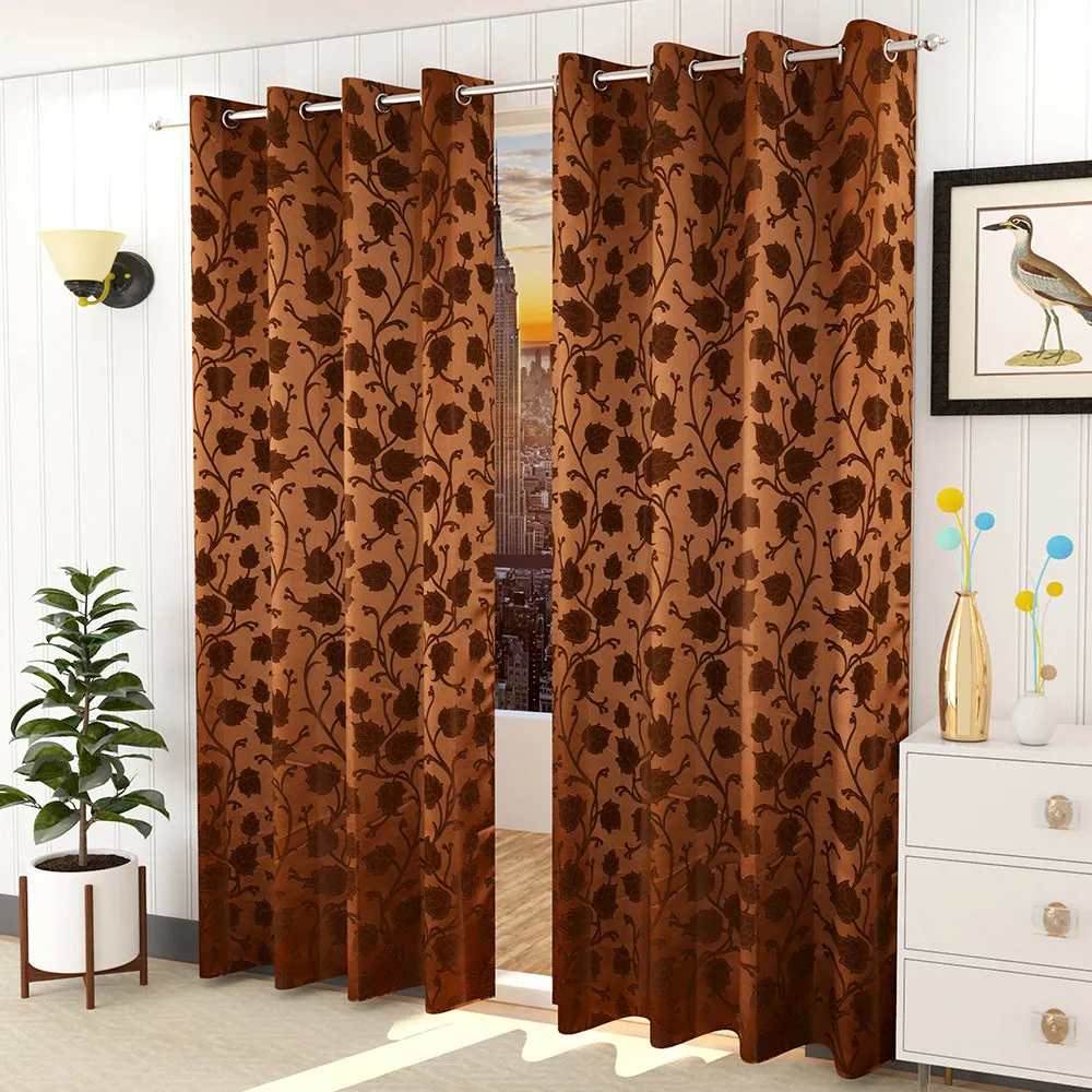 Presto Brown colour Floral Set of 2 Window/Door/Long door WINDOW
