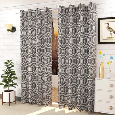 Presto Grey colour Abstract Set of 2 Window/Door/Long door
