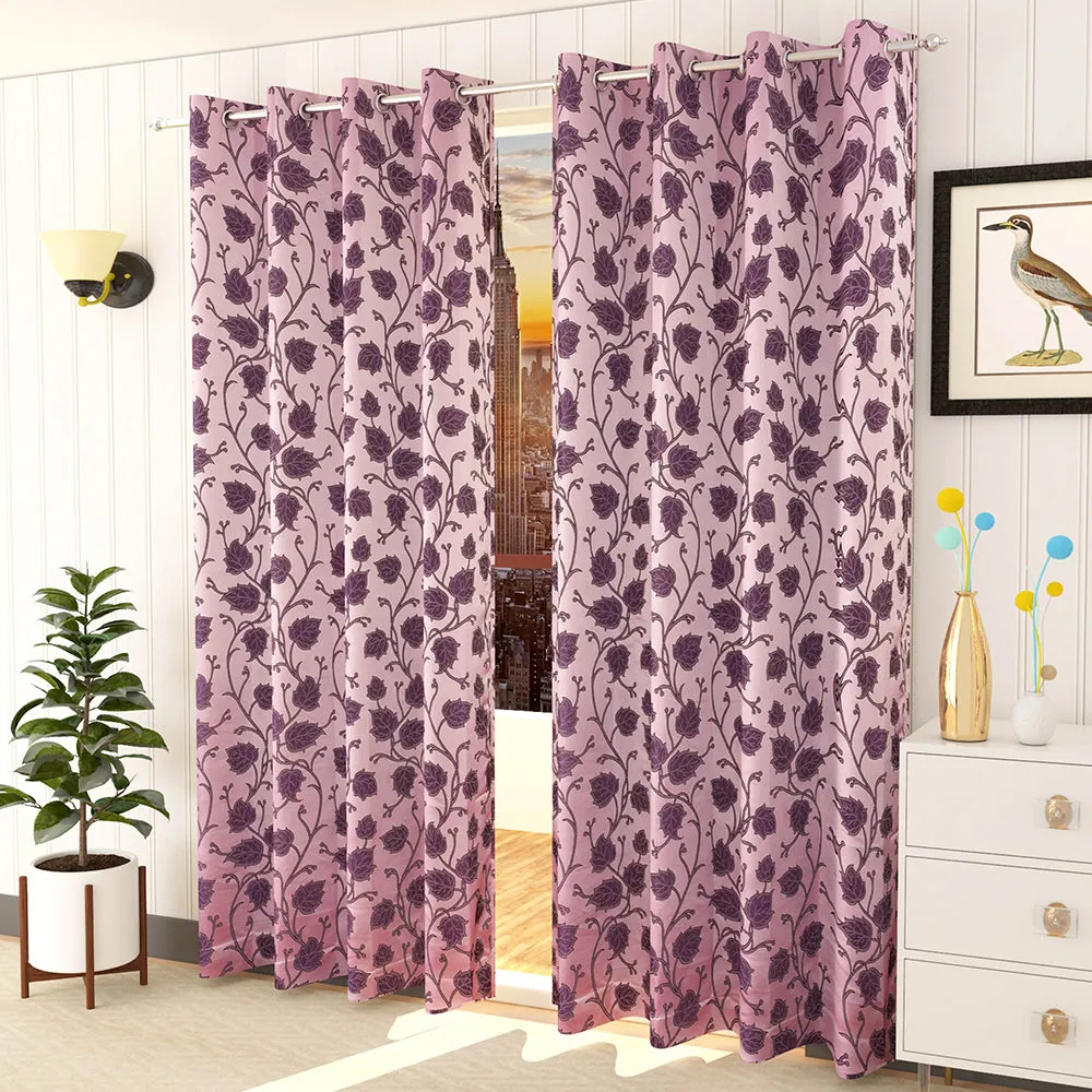 Presto Pink colour Floral Set of 2 Window/Door/Long door WINDOW