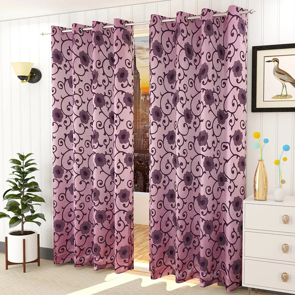 Presto Pink colour Floral Set of 2 Window/Door/Long door WINDOW