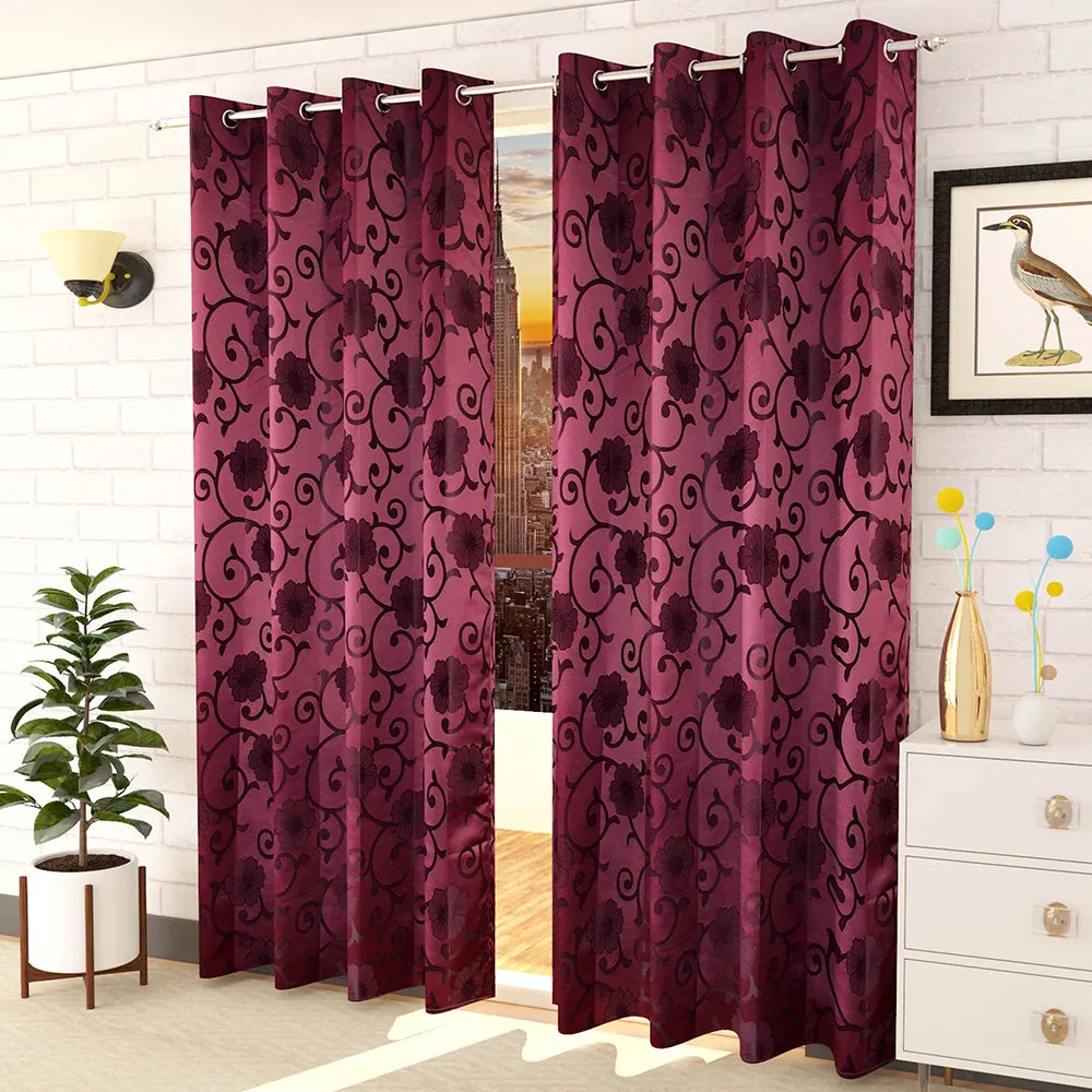 Presto Purple colour Floral Set of 2 Window/Door/Long door WINDOW