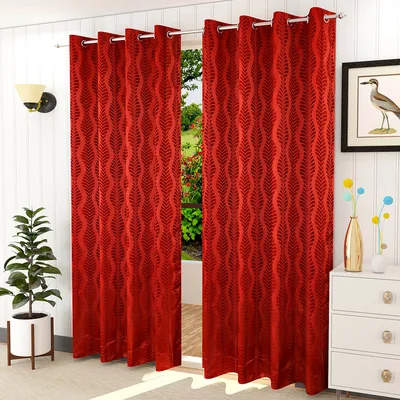 Presto Red colour Abstract Set of 2 Window/Door/Long door