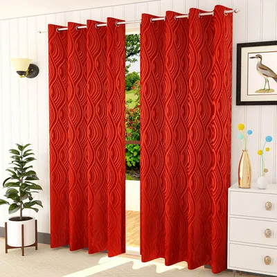 Presto Red colour Abstract Set of 2 Window/Door/Long door