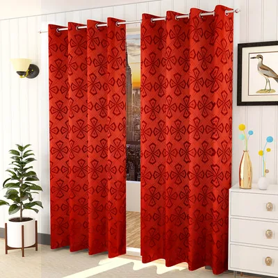 Presto Red colour Abstract Set of 2 Window/Door/Long door