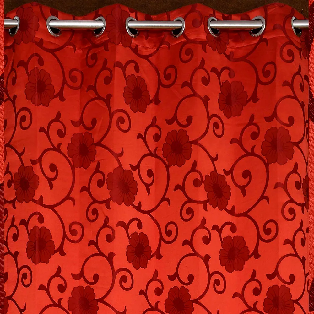 Presto Red colour Floral Set of 2 Window/Door/Long door WINDOW