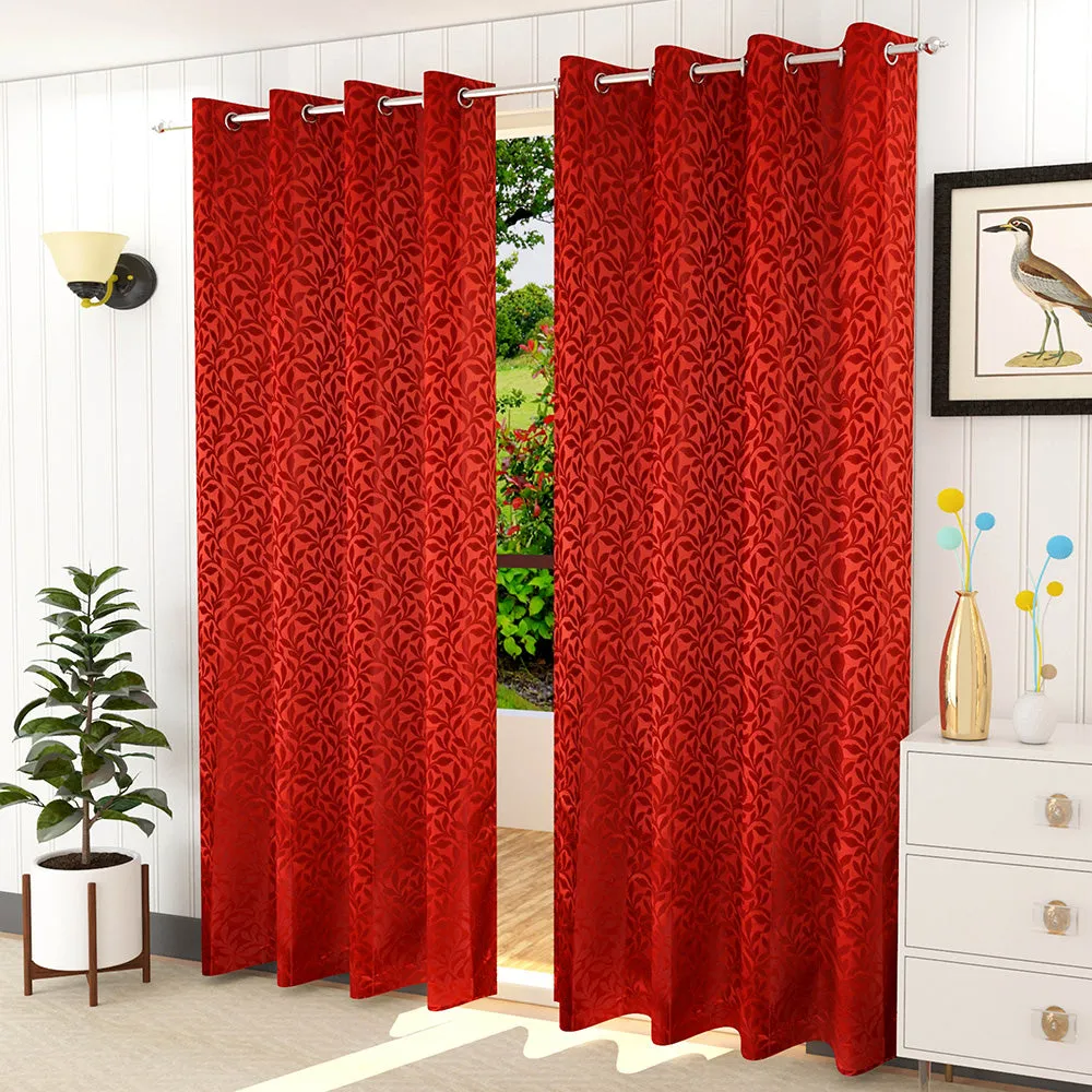 Presto Red colour Floral  Set of 2 Window/Door/Long door WINDOW