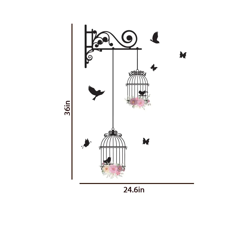 Pretty Bird Cage Black Wall Sticker