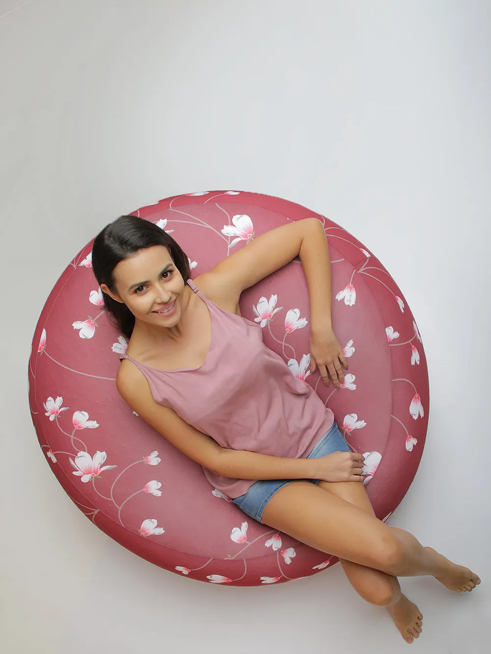 Pretty Floral Designer Maroon Bean Bag (Beans Not Included) XL