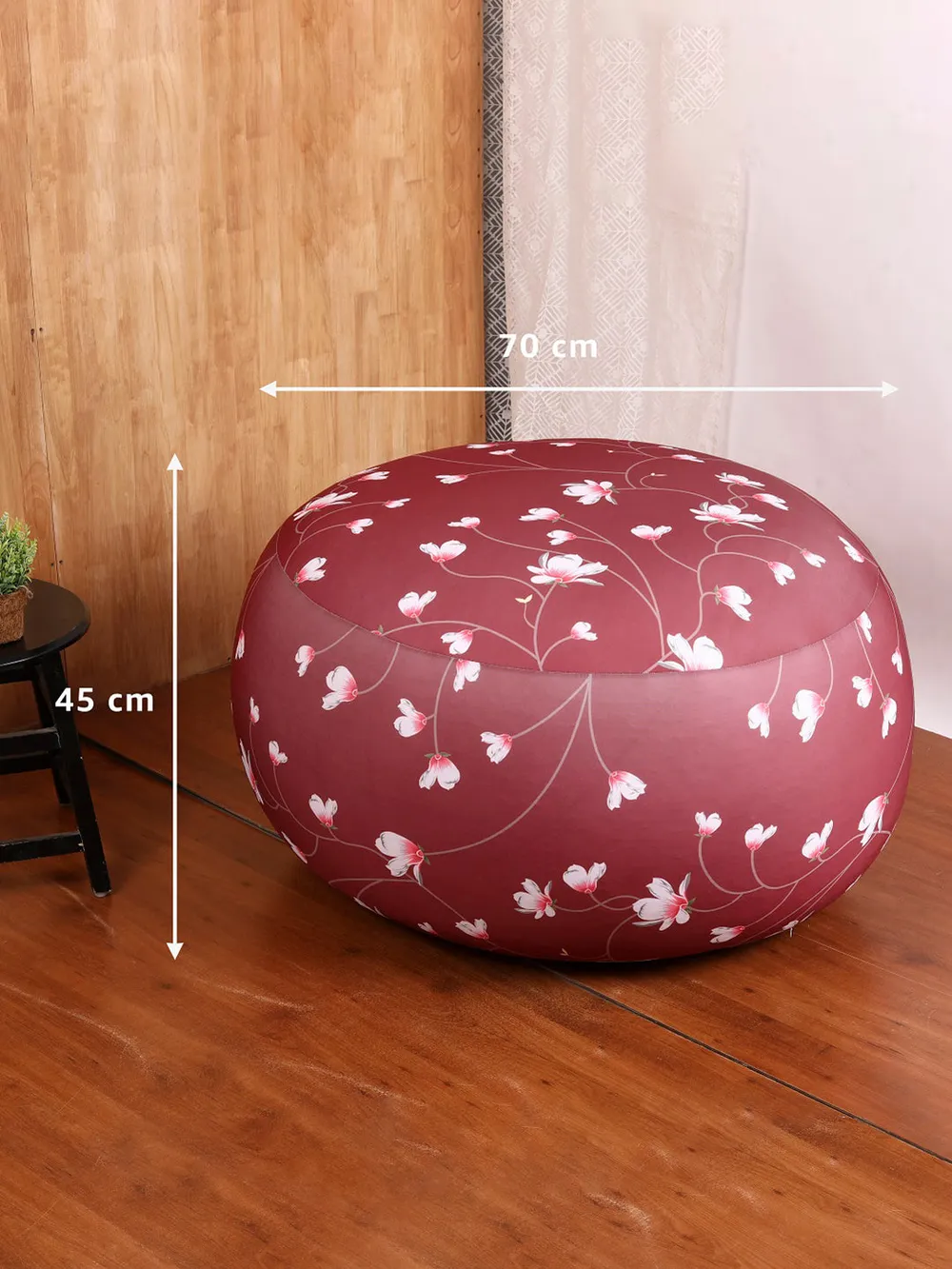 Pretty Floral Designer Maroon Bean Bag (Beans Not Included) XL