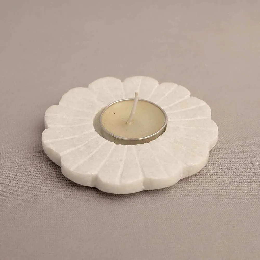 Pretty Floral Marble Tealight Candle Holder