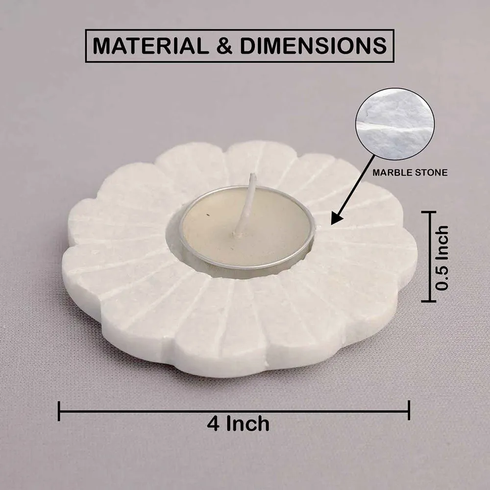 Pretty Floral Marble Tealight Candle Holder
