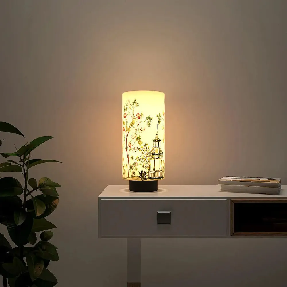 Pretty Floral Stem Designer Round Table Lamp