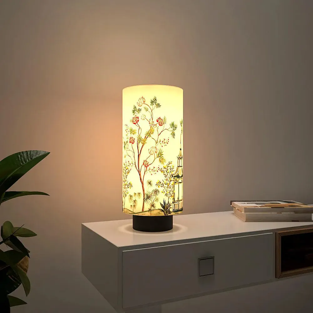 Pretty Floral Stem Designer Round Table Lamp