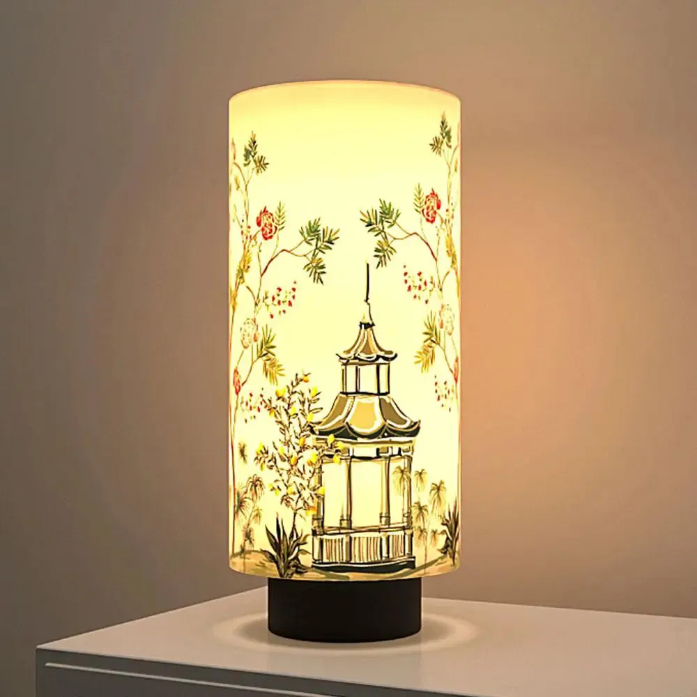 Pretty Floral Stem Designer Round Table Lamp