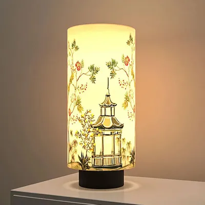 Pretty Floral Stem Designer Round Table Lamp
