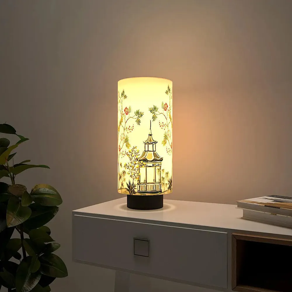 Pretty Floral Stem Designer Round Table Lamp