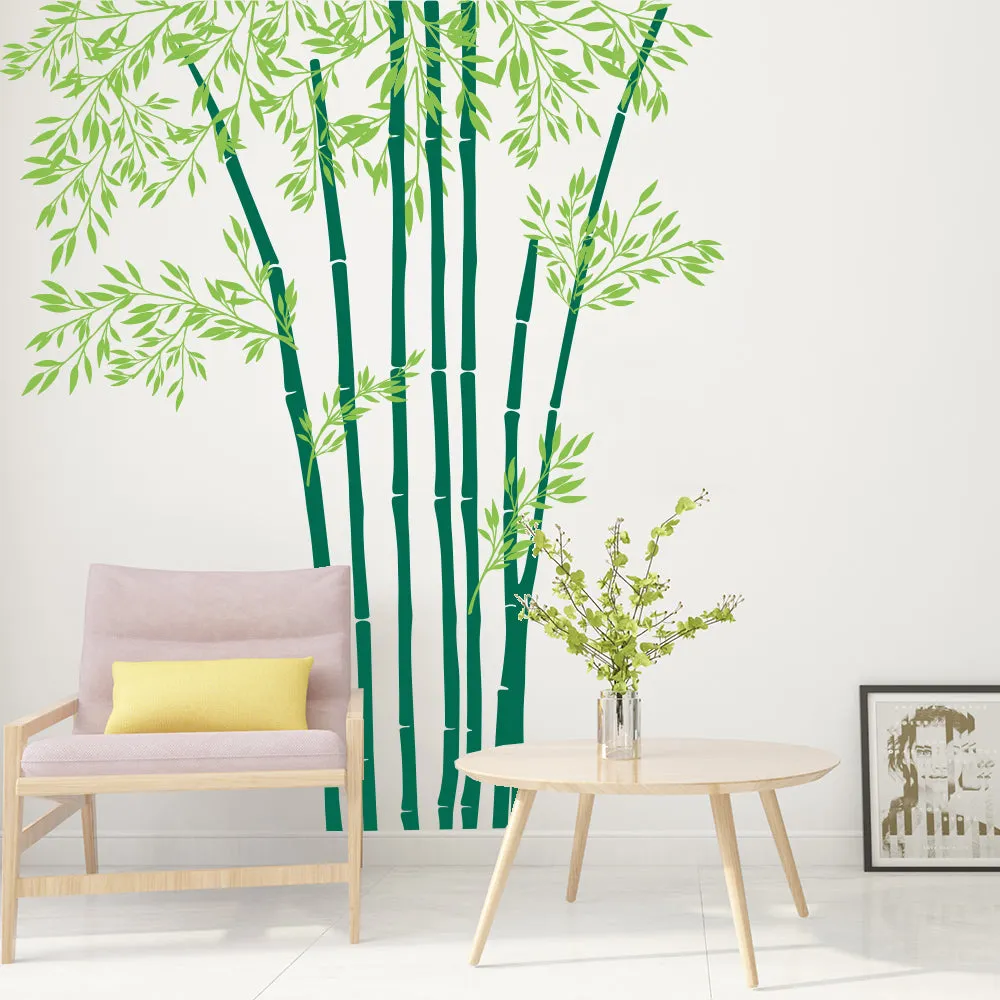 Pretty Green Bamboo Tree Wall Sticker