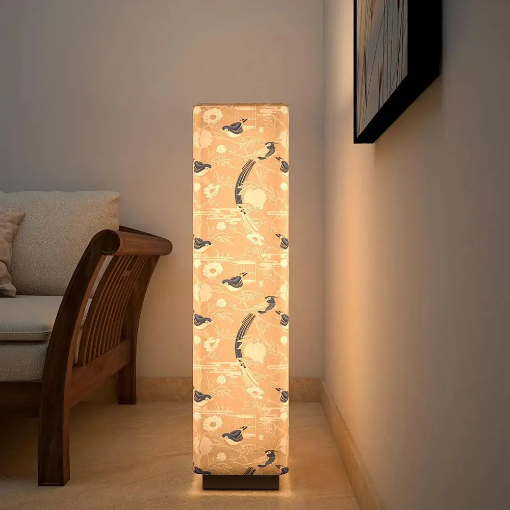 Pretty Humming Birds Glow Rectangle Floor Lamp