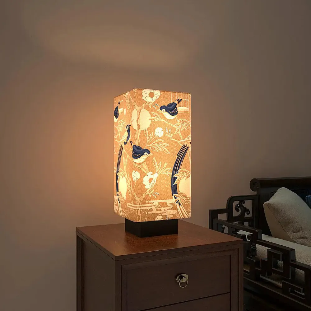 Pretty Humming Birds Glow Rectangle Table Lamp Single Piece