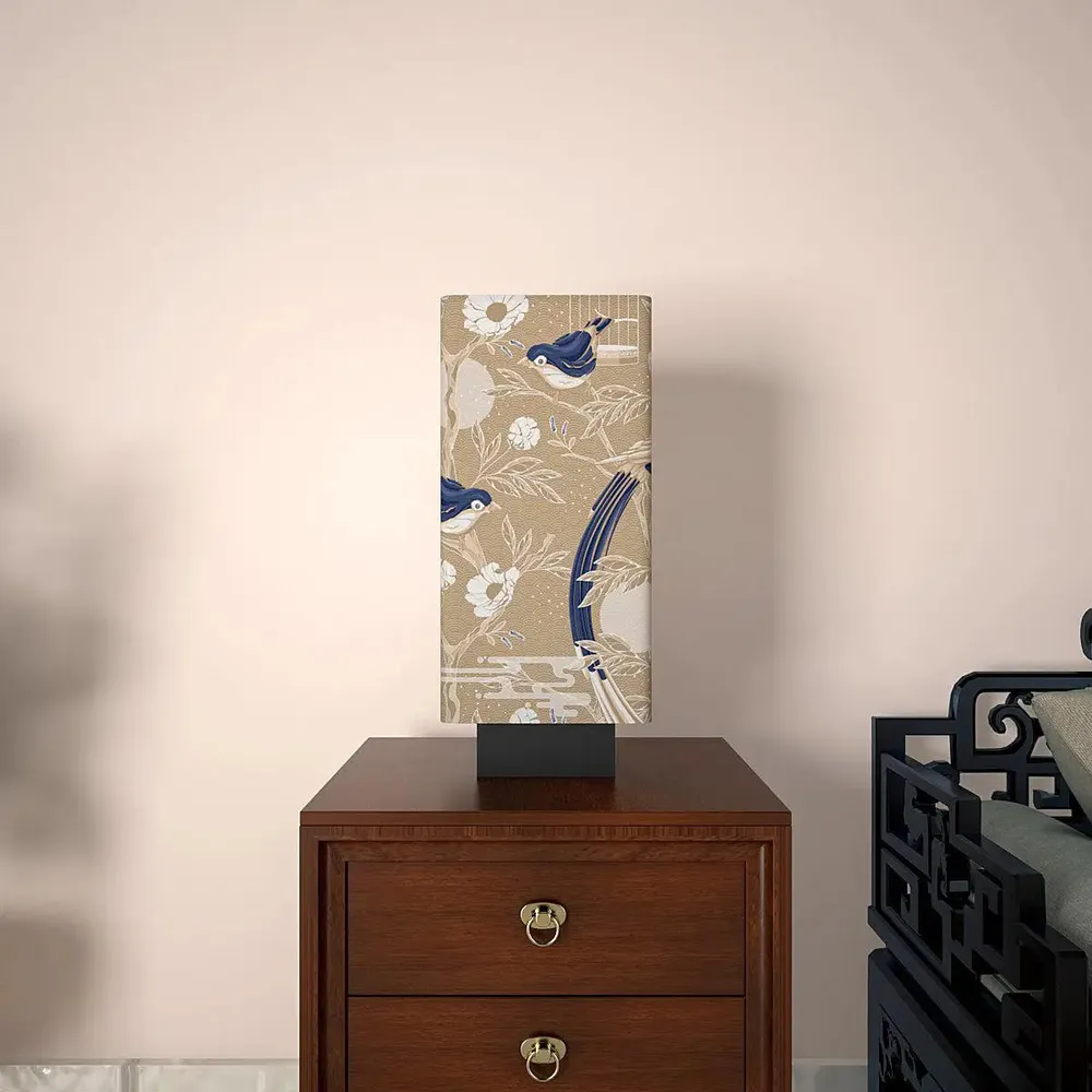 Pretty Humming Birds Glow Rectangle Table Lamp Single Piece