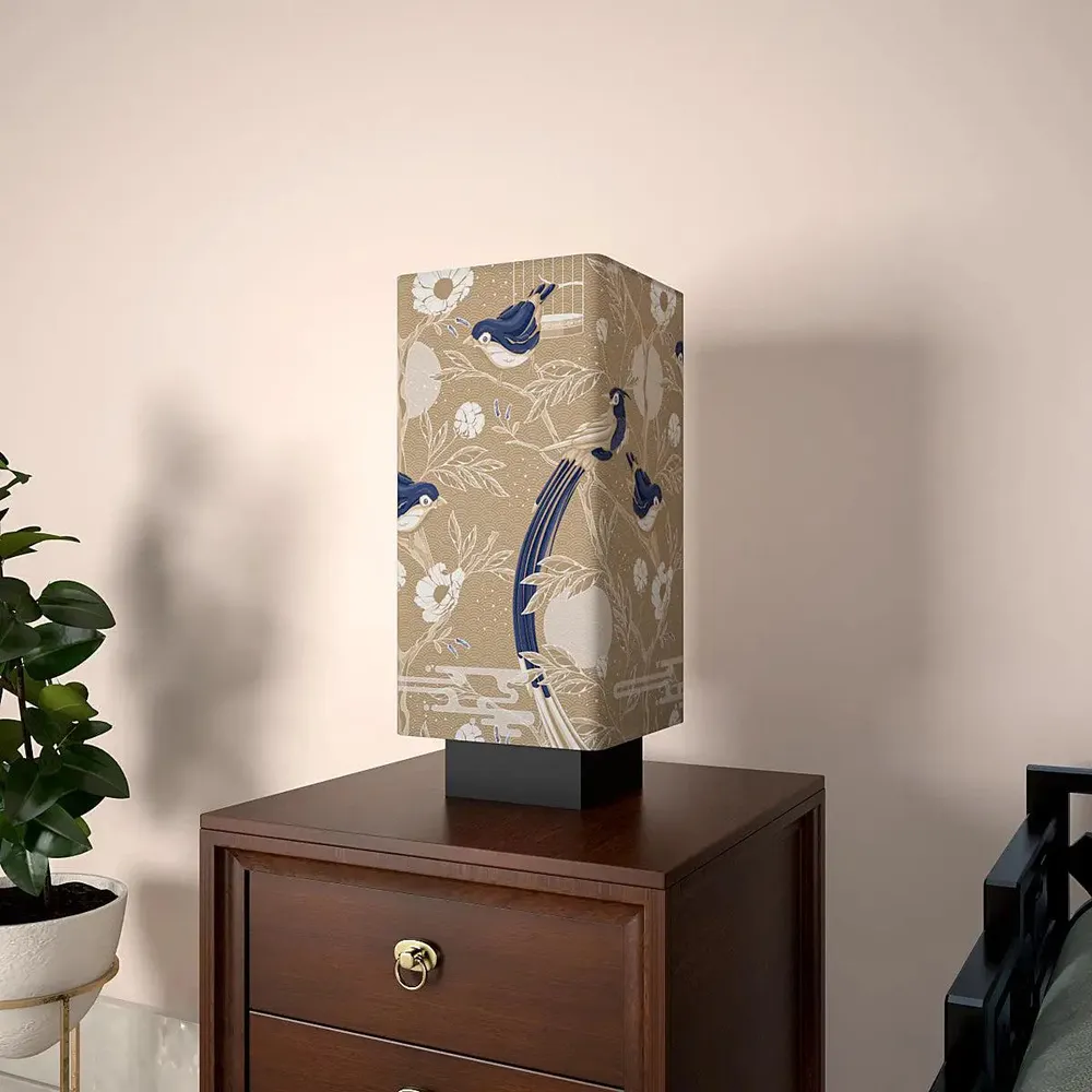 Pretty Humming Birds Glow Rectangle Table Lamp Single Piece