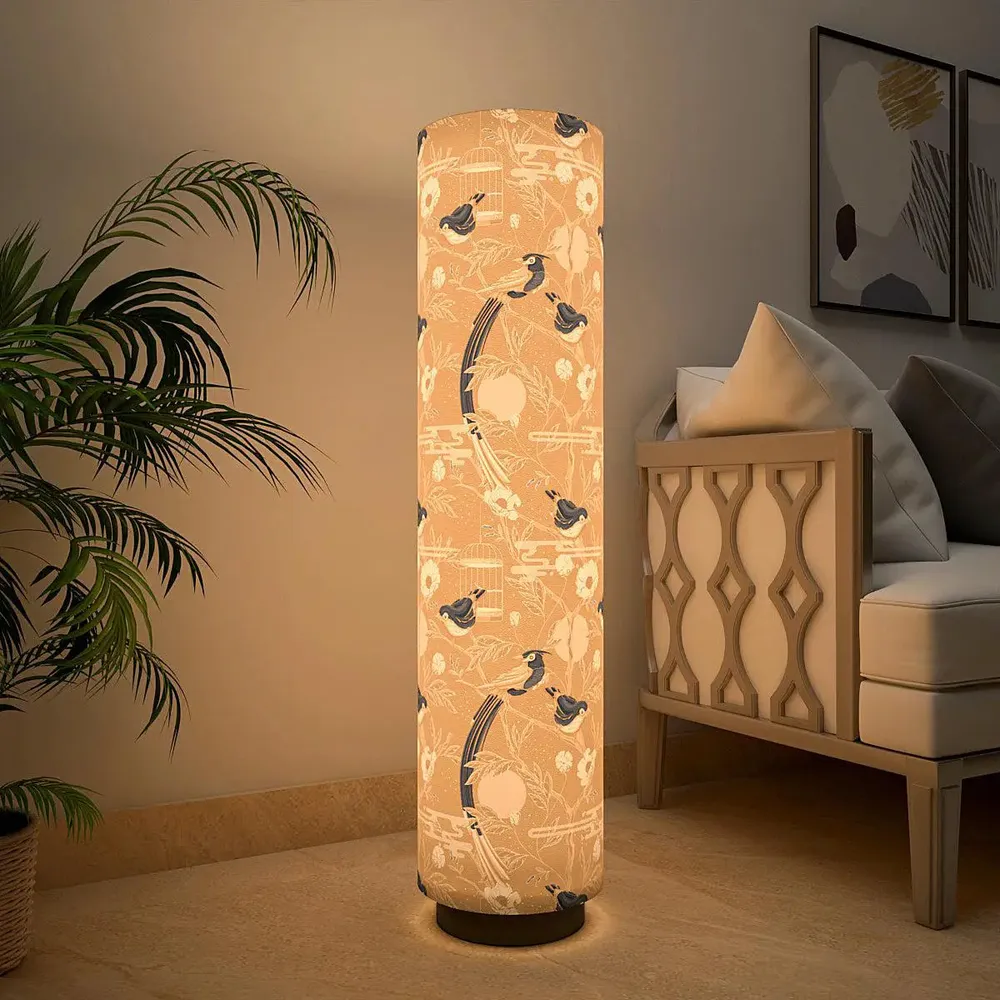Pretty Humming Birds Glow Round Floor Lamp