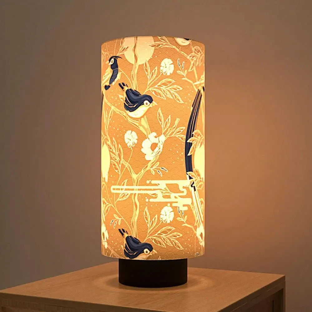Pretty Humming Birds Glow Round Table Lamp