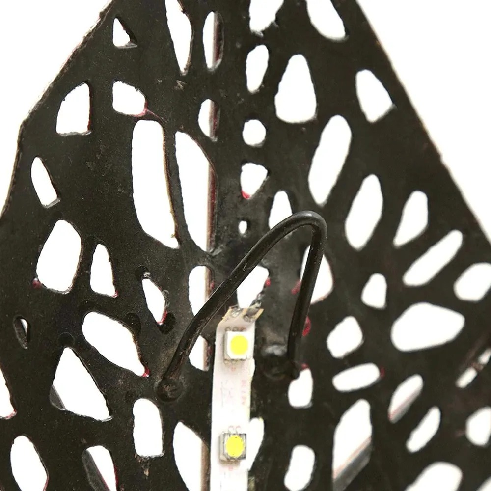 Pretty Leaf Fenestration Metal Wall Art With LED