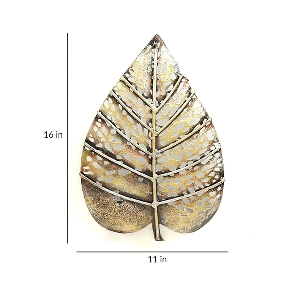 Pretty Leaf Fenestration Metal Wall Art With LED