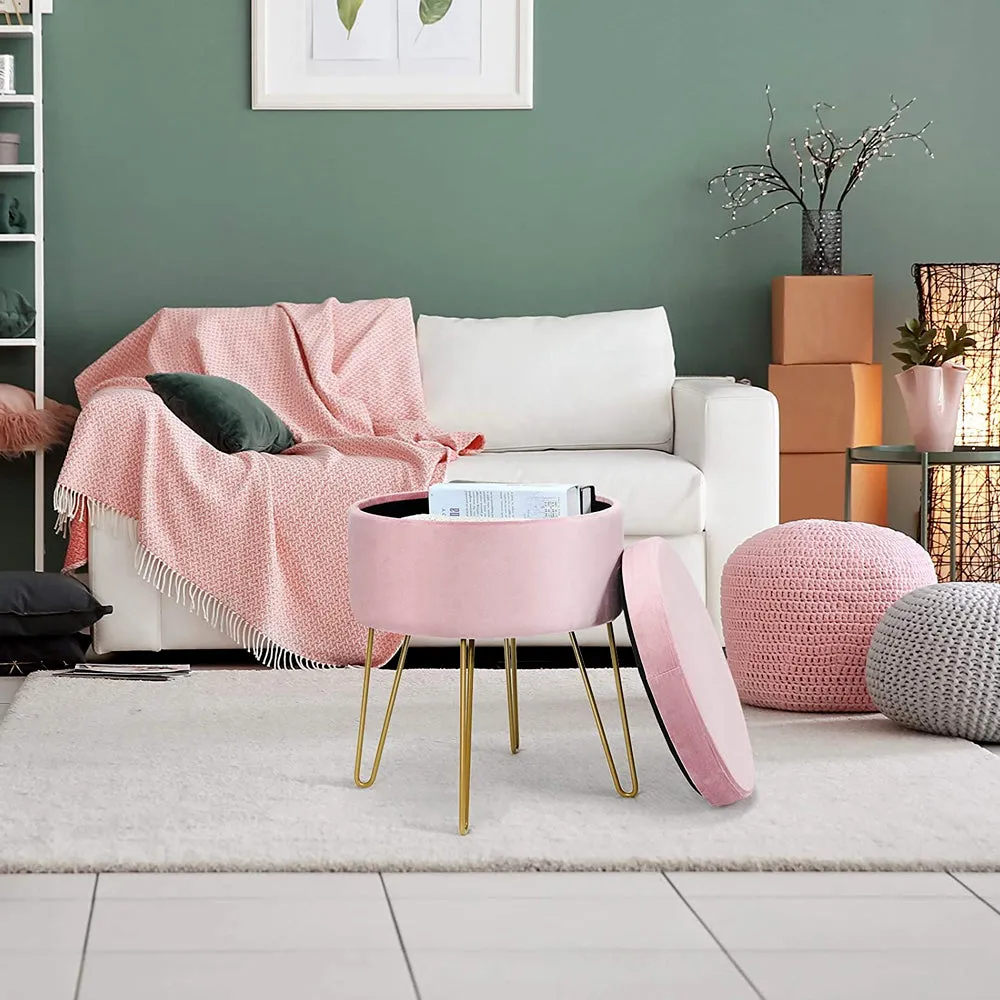 Pretty Lilac Metallic Pouffe Stool