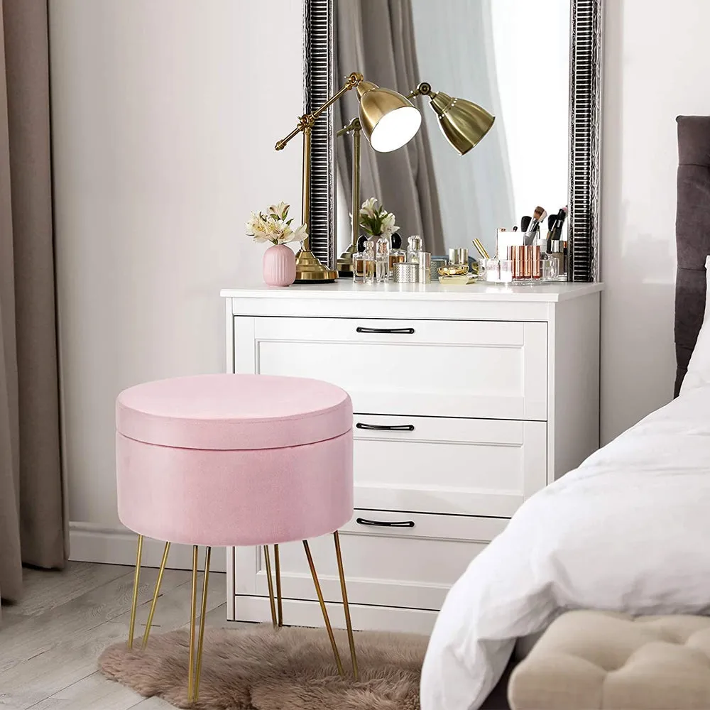Pretty Lilac Metallic Pouffe Stool